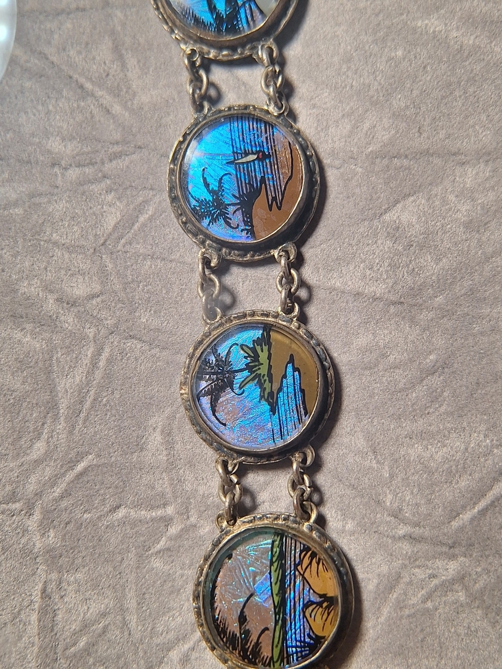 Vintage Morpho Butterfly Wings Bracelet 1950s
